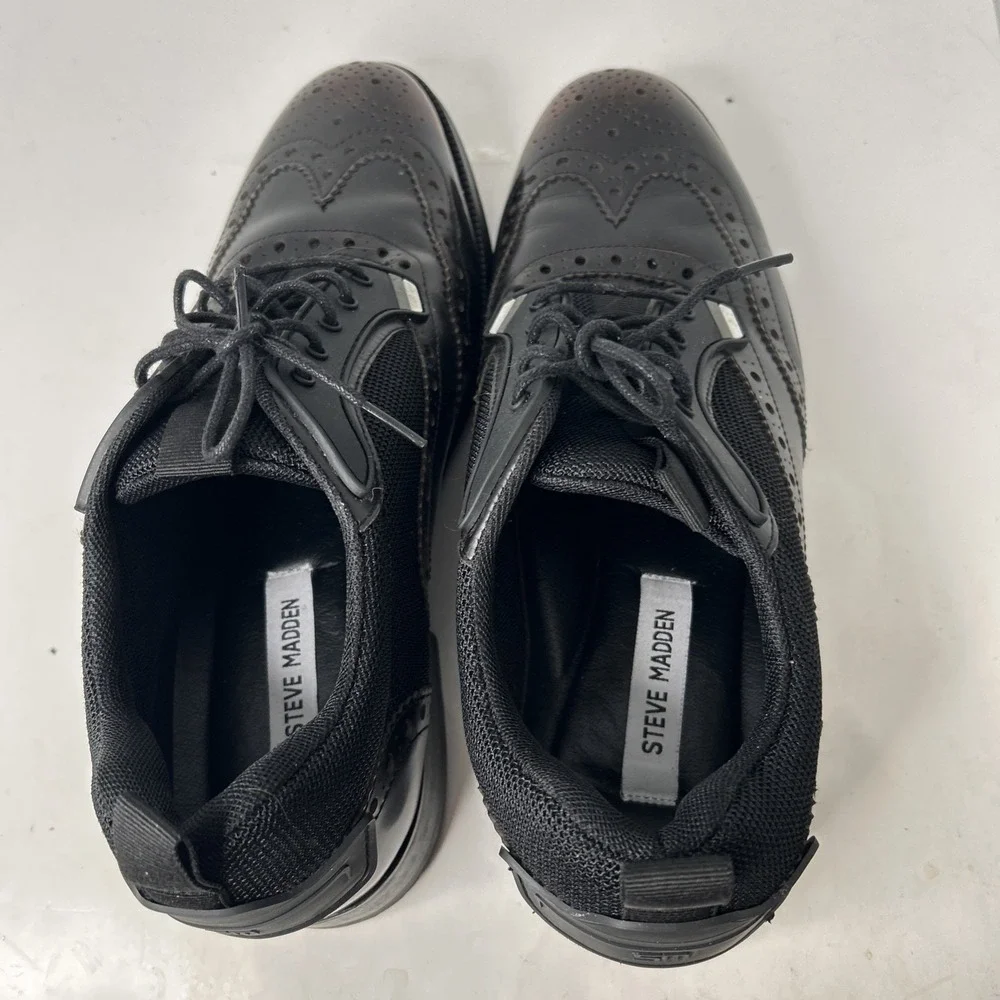 Steve Madden Portor Wing Tip Style Oxford Two Tone Black Brown Mens 10.5 EUC‎